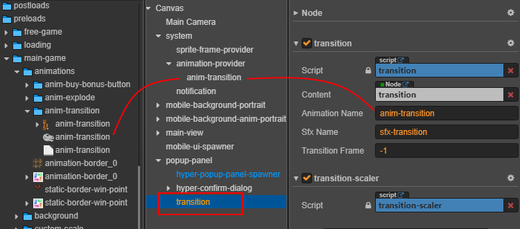 Transition Setup